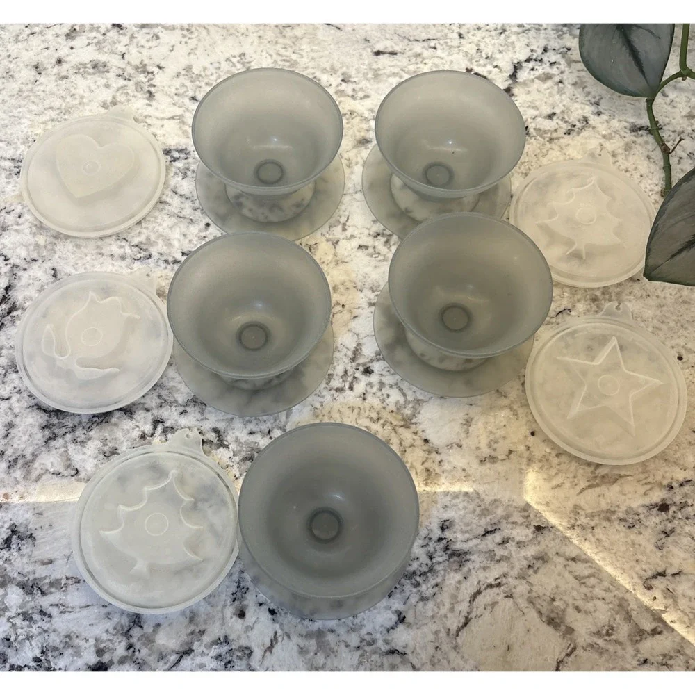 5 Vintage Tupperware Jello Mold Jel-N-Serve Gelatin‎ Bowls with Molds Lids